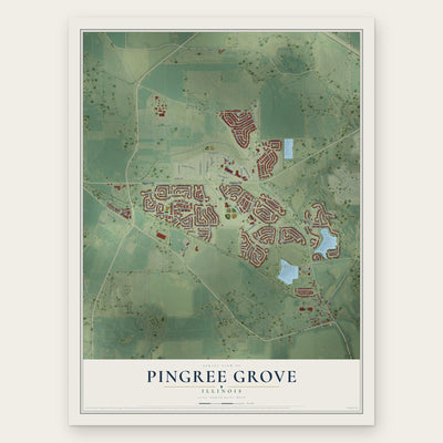 Pingree Grove, Illinois map print, the full design