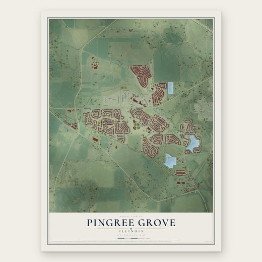 Pingree Grove, Illinois map print, the full design