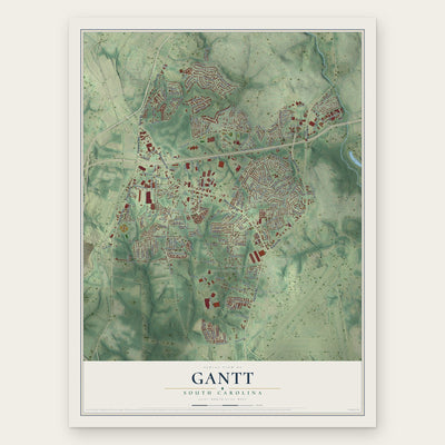 Gantt, South Carolina map print, the full design