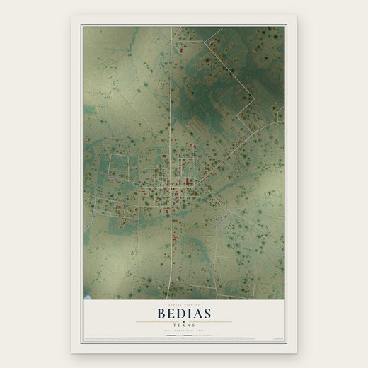 Bedias, Texas map print, the full design