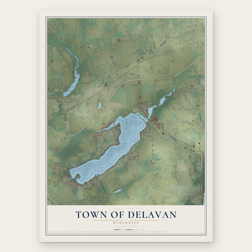 Town of Delavan, Wisconsin map print, the full design