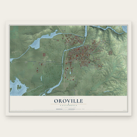 Oroville, California map print, the full design