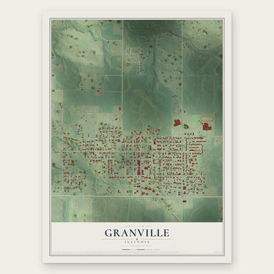 Granville, Illinois map print, the full design