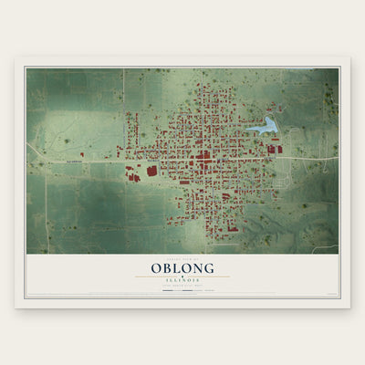 Oblong, Illinois map print, the full design