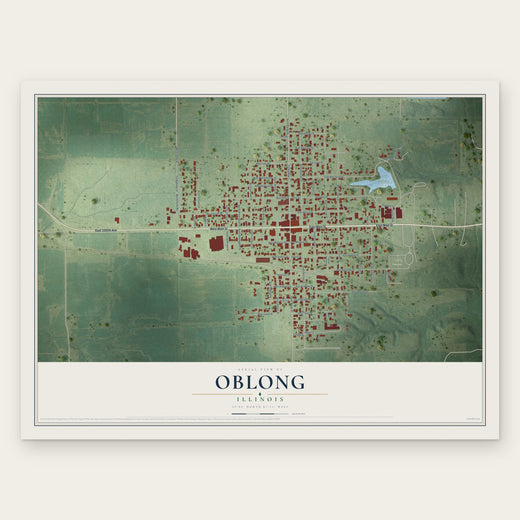 Oblong, Illinois map print, the full design