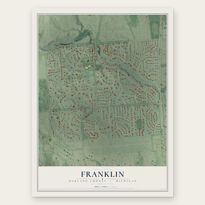 Franklin, Oakland County, Michigan map print, the full design