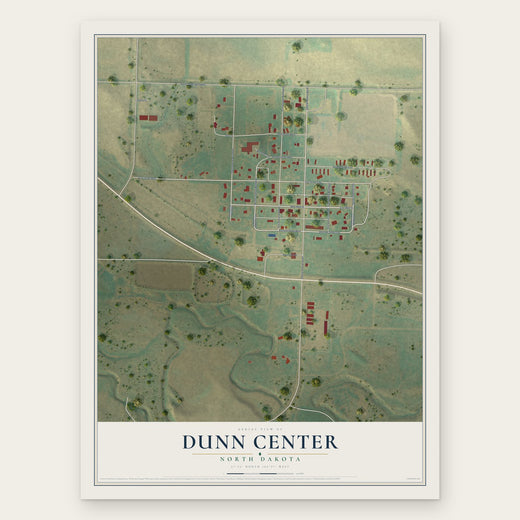 Dunn Center, North Dakota map print, the full design
