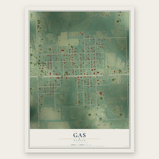Gas, Kansas map print, the full design