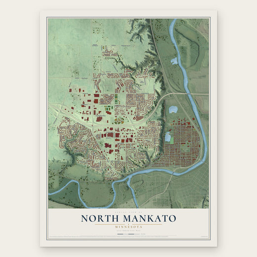 North Mankato, Minnesota map print, the full design