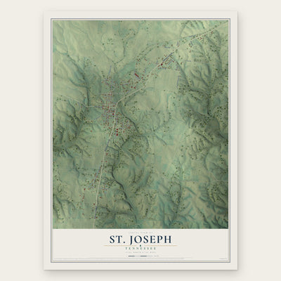 St. Joseph, Tennessee map print, the full design