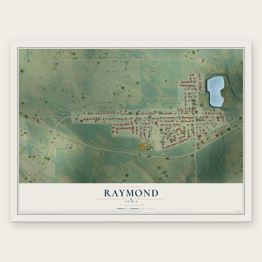 Raymond, Iowa map print, the full design
