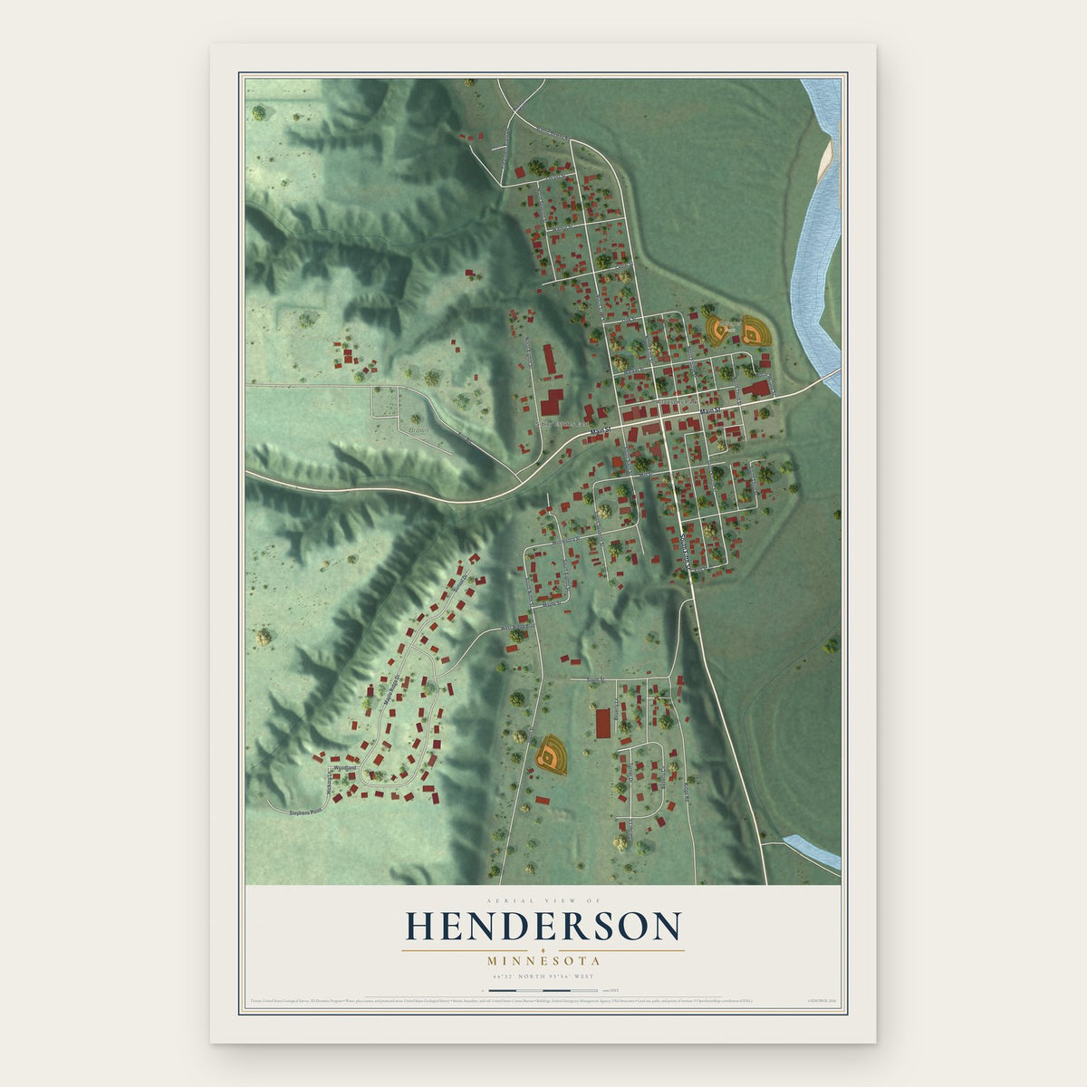 Henderson, Minnesota map print, the full design