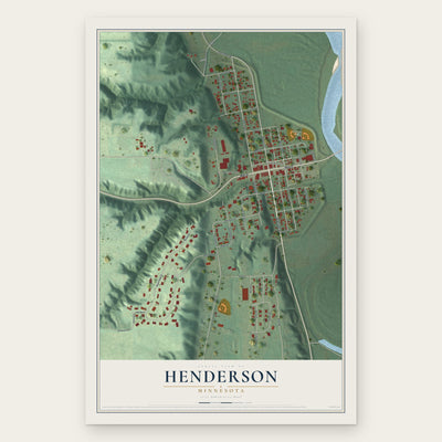 Henderson, Minnesota map print, the full design