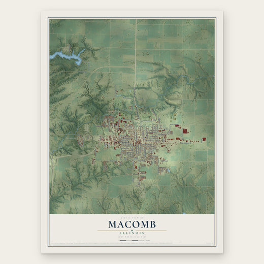 Macomb, Illinois map print, the full design