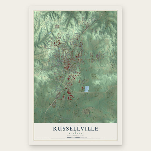 Russellville, Alabama map print, the full design