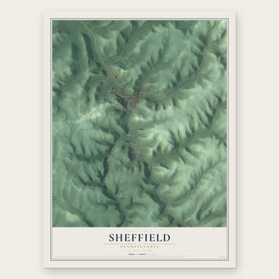 Sheffield, Pennsylvania map print, the full design