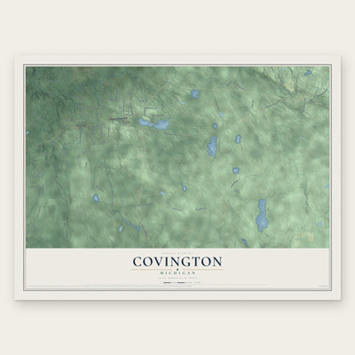 Covington, Michigan map print, the full design