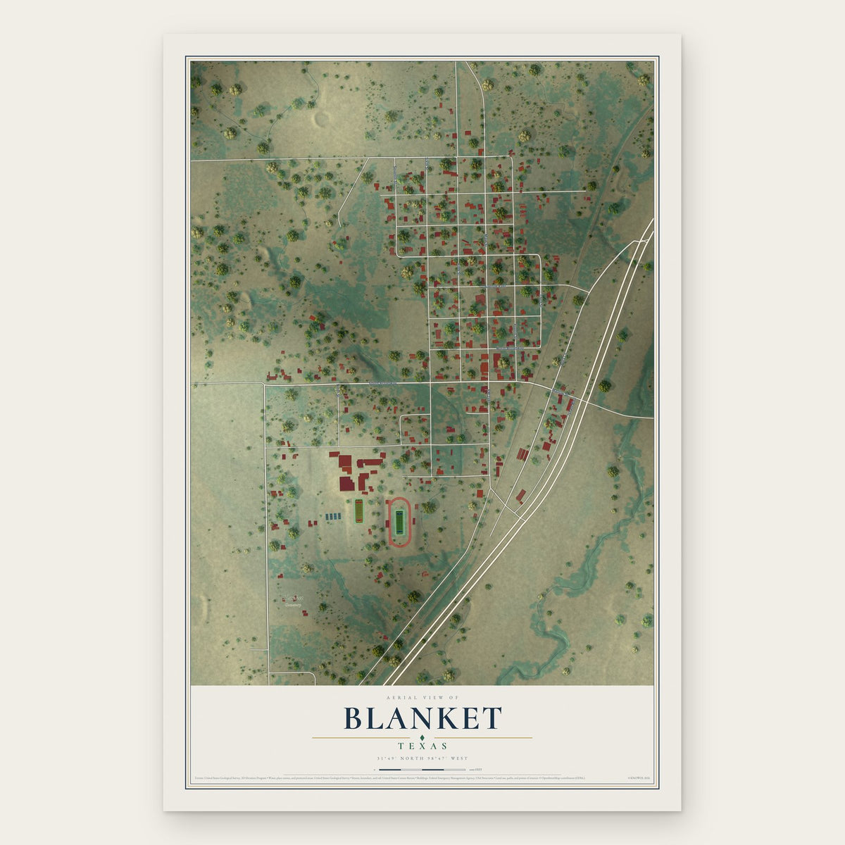 Blanket, Texas map print, the full design