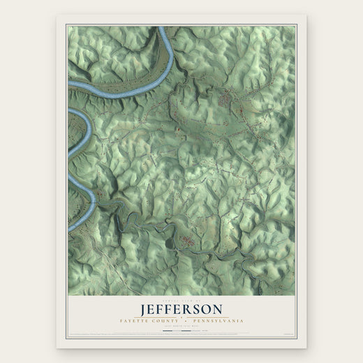 Jefferson, Fayette County, Pennsylvania map print, the full design