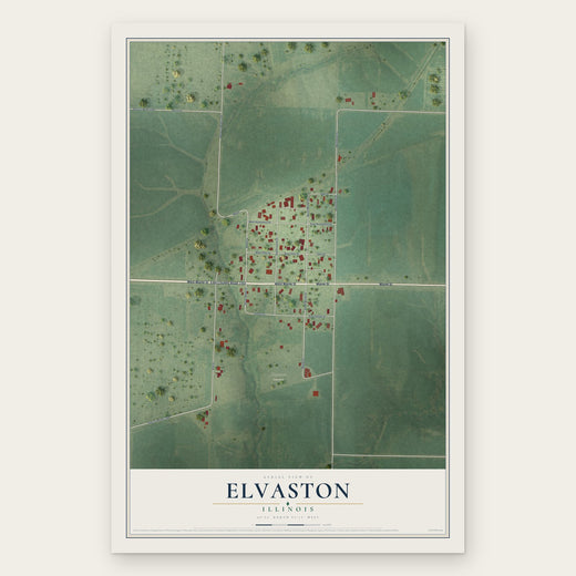 Elvaston, Illinois map print, the full design