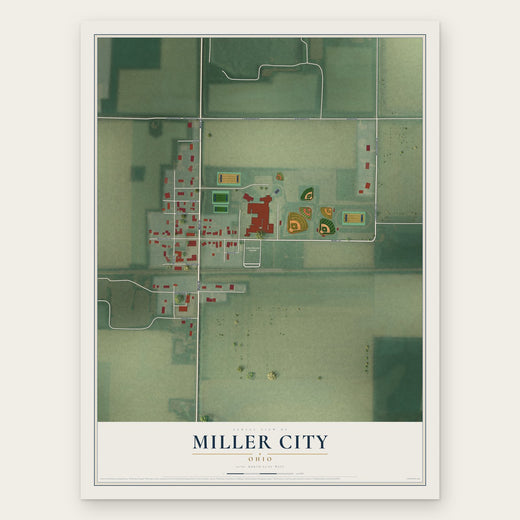 Miller City, Ohio map print, the full design