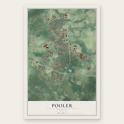 Pooler, Georgia map print, the full design