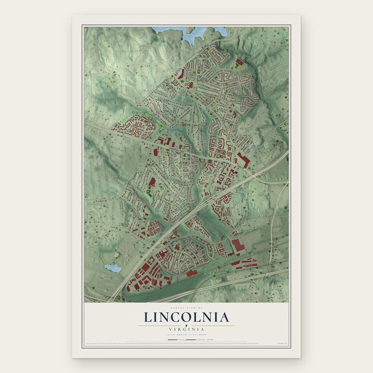 Lincolnia, Virginia map print, the full design