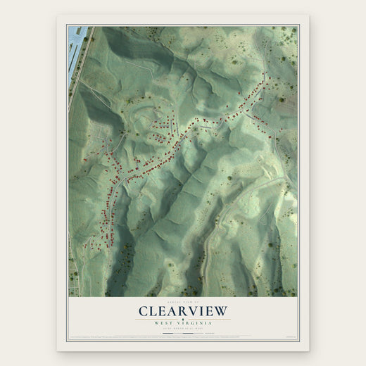 Clearview, West Virginia map print, the full design