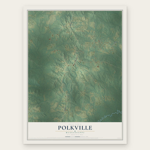 Polkville, Mississippi map print, the full design