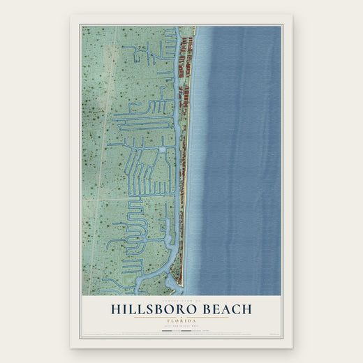 Hillsboro Beach, Florida map print, the full design