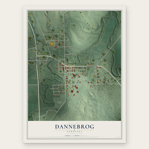 Dannebrog, Nebraska map print, the full design