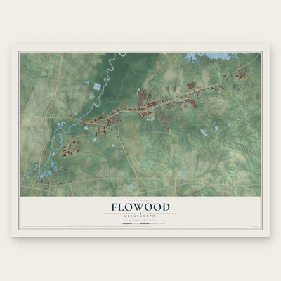 Flowood, Mississippi map print, the full design