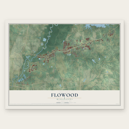 Flowood, Mississippi map print, the full design
