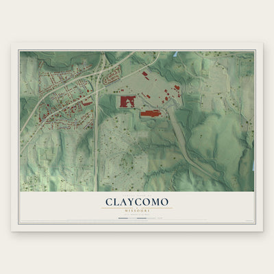 Claycomo, Missouri map print, the full design