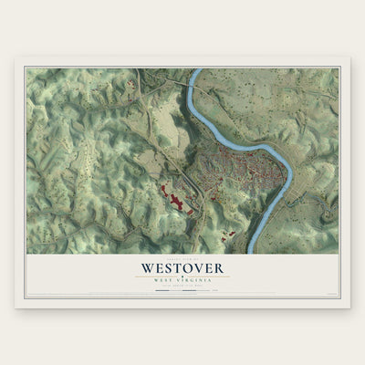 Westover, West Virginia map print, the full design