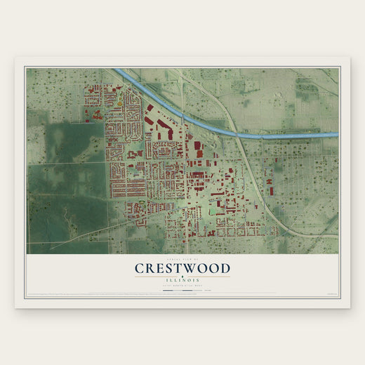 Crestwood, Illinois map print, the full design
