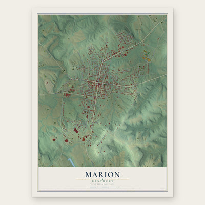 Marion, Kentucky map print, the full design
