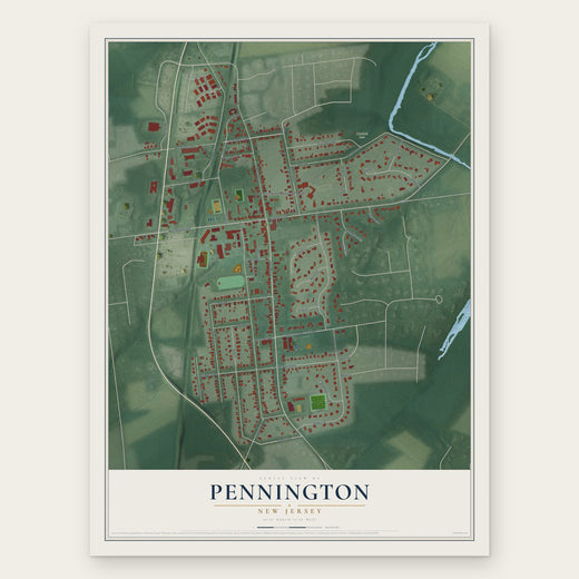 Pennington, New Jersey map print, the full design