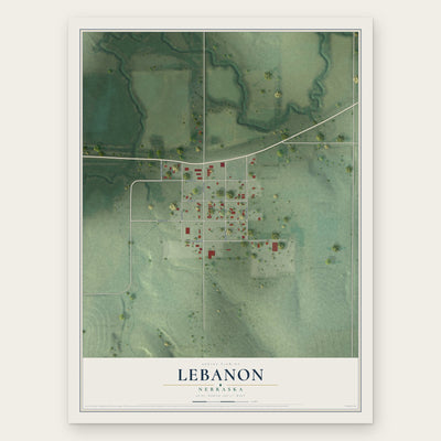 Lebanon, Nebraska map print, the full design