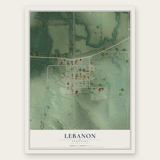 Lebanon, Nebraska map print, the full design