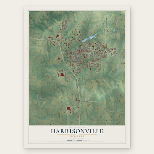 Harrisonville, Missouri map print, the full design