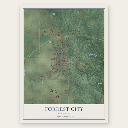 Forrest City, Arkansas map print, the full design