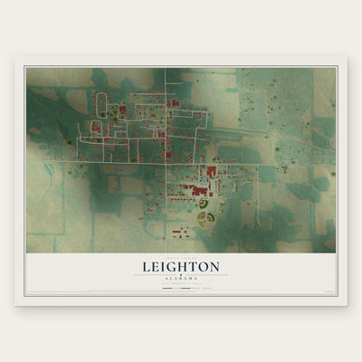 Leighton, Alabama map print, the full design