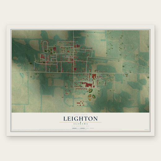 Leighton, Alabama map print, the full design