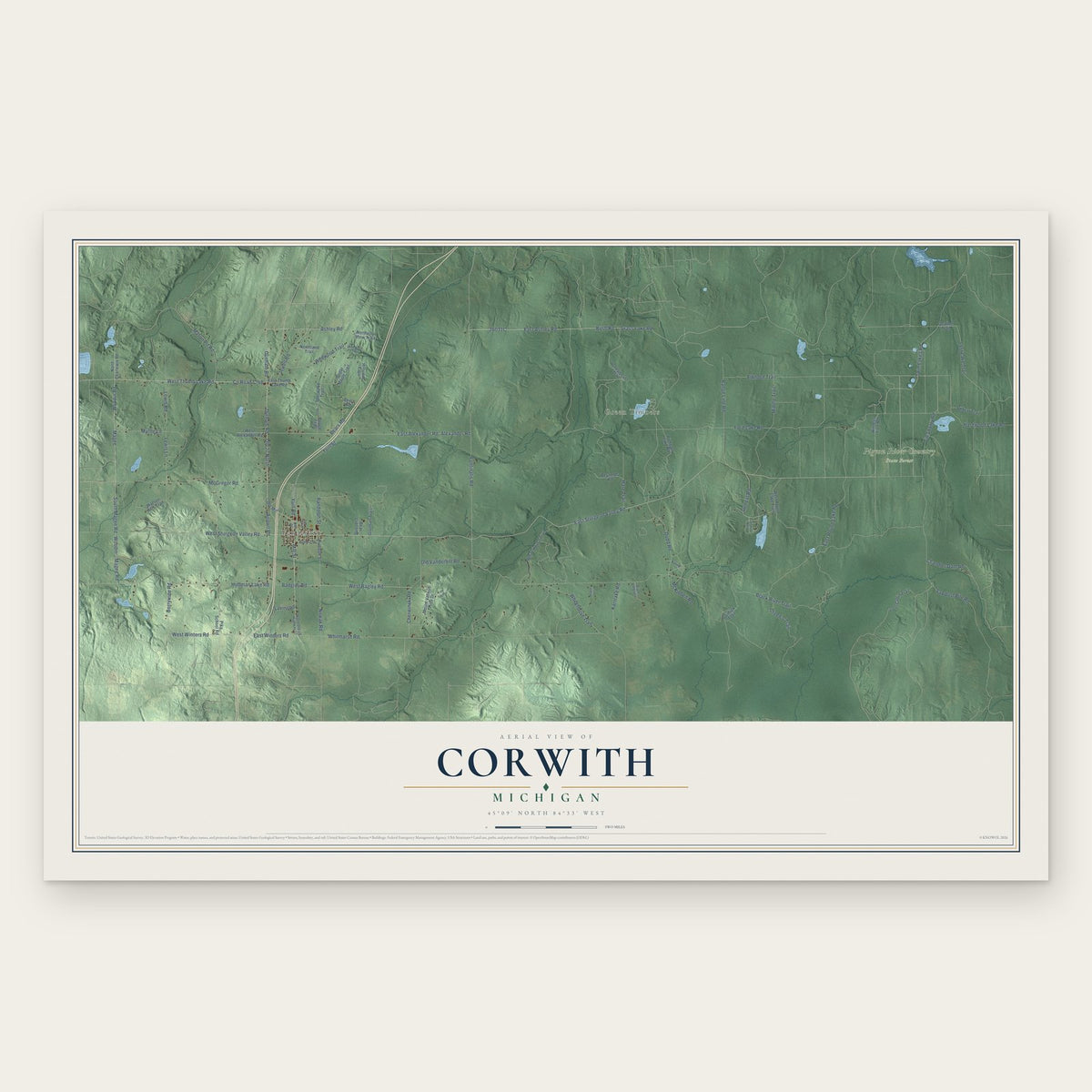 Corwith, Michigan map print, the full design