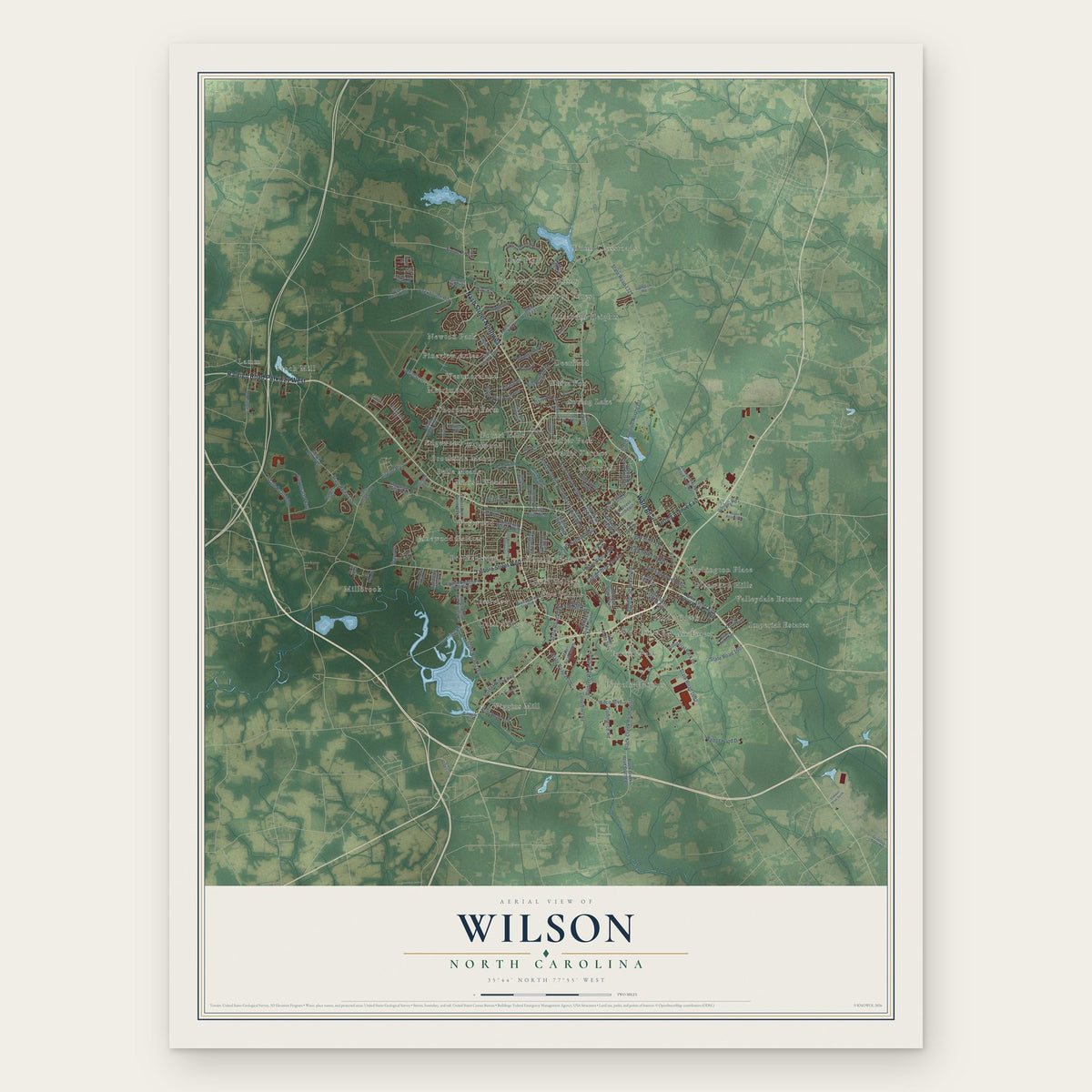 Wilson, North Carolina map print, the full design
