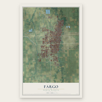 Fargo, North Dakota map print, the full design