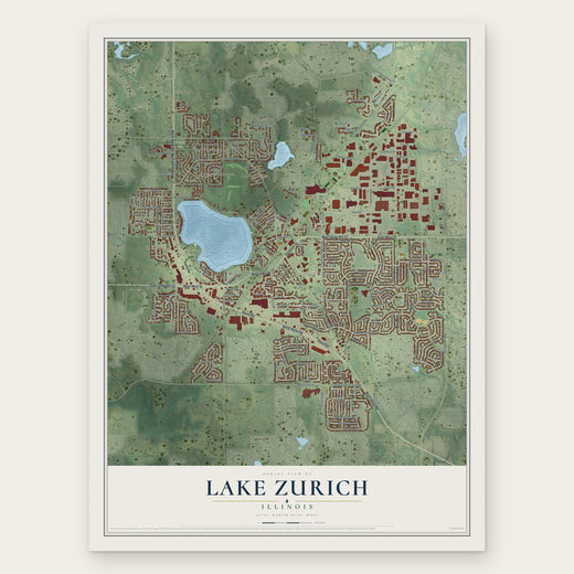 Lake Zurich, Illinois map print, the full design