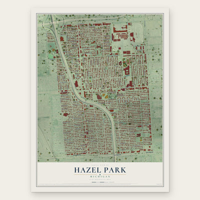 Hazel Park, Michigan map print, the full design