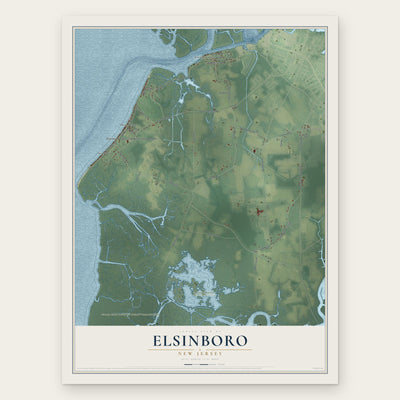 Elsinboro, New Jersey map print, the full design